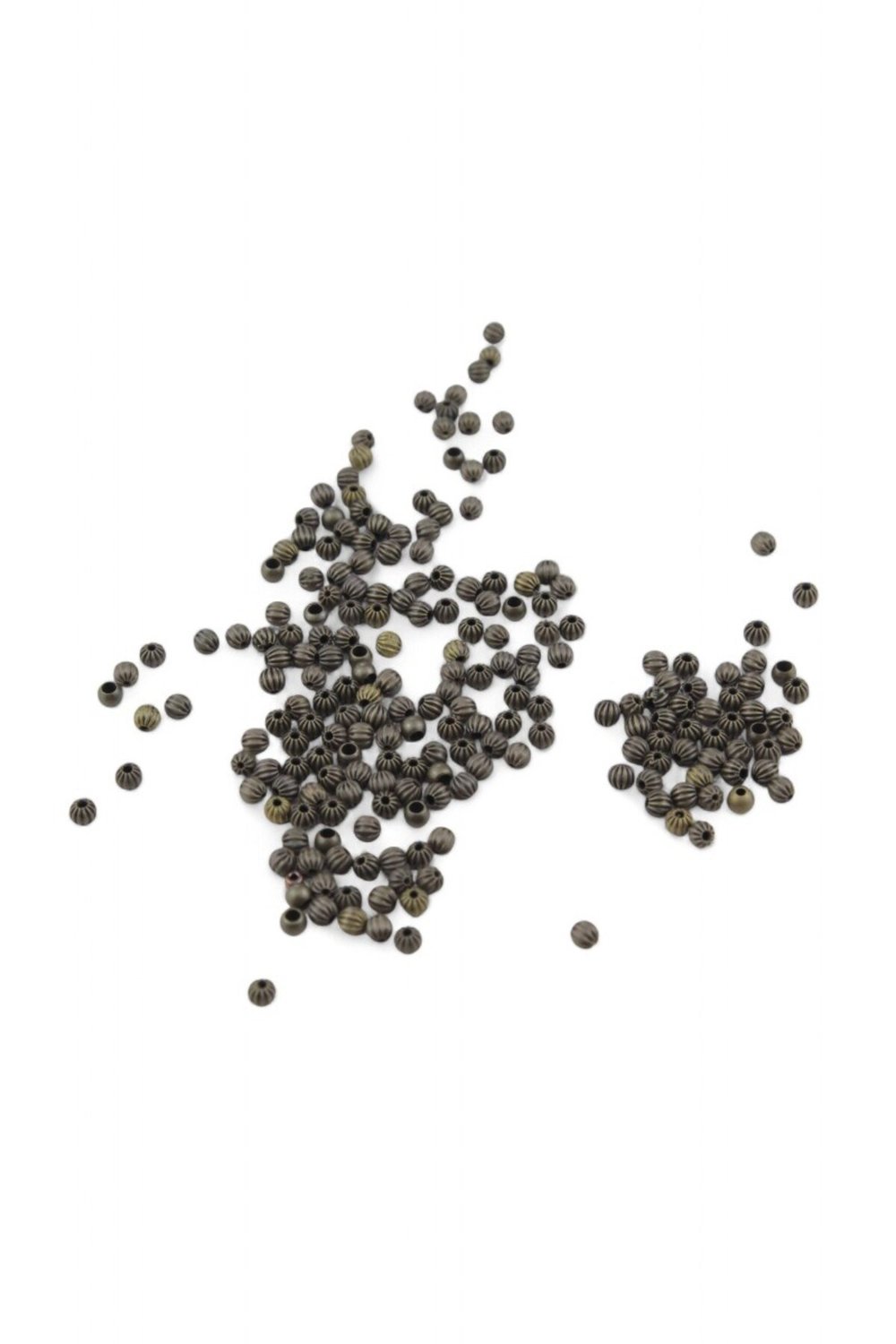 Çizgi Desenli Yuvarlak 4 mm Metal Boncuk (30 Gr 400 Adet)