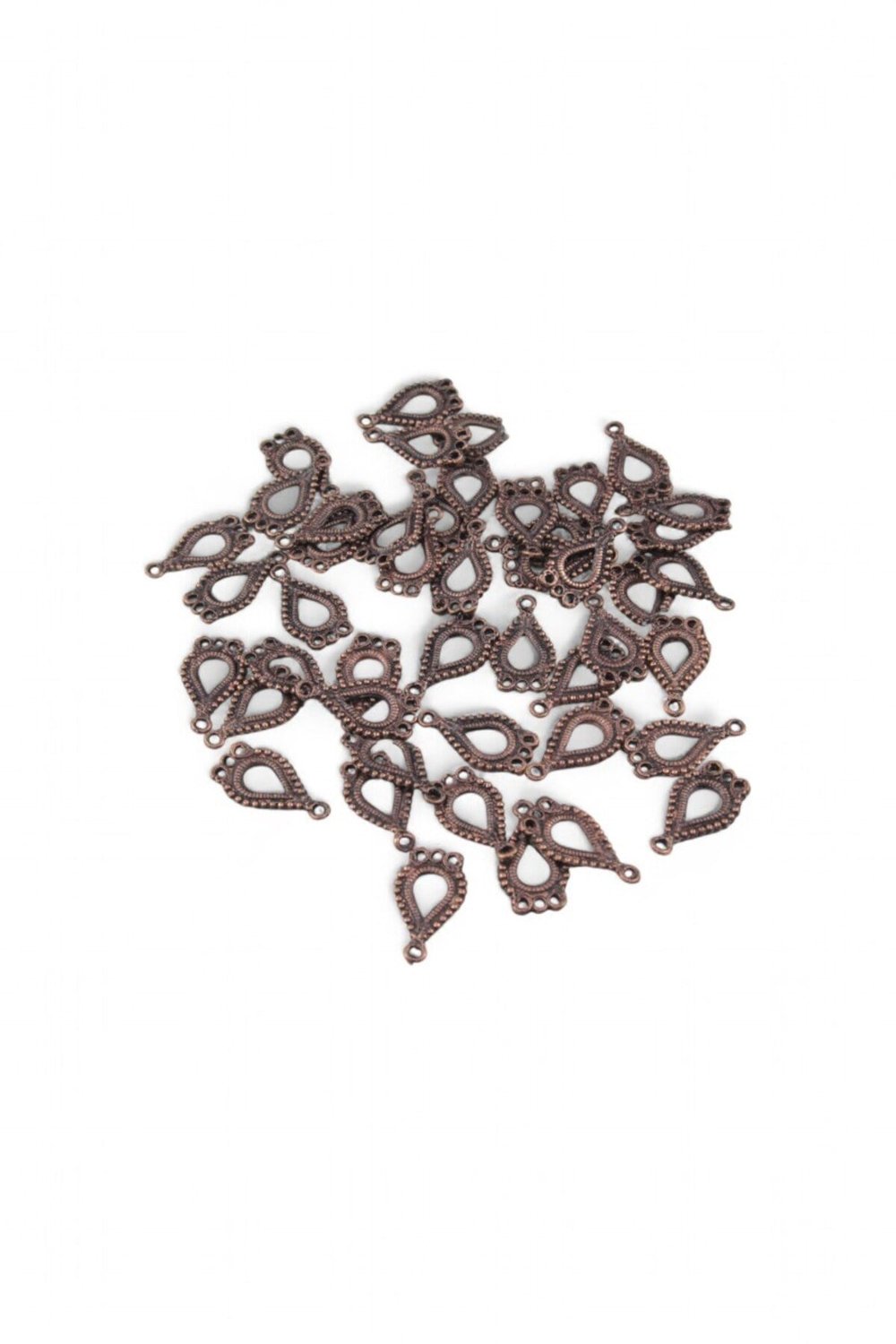 Damla Desenli 25x15 mm Zamak Pul 10 Adet (Küpe Aparat, Bileklik Ucu, Broş Aksesuar)