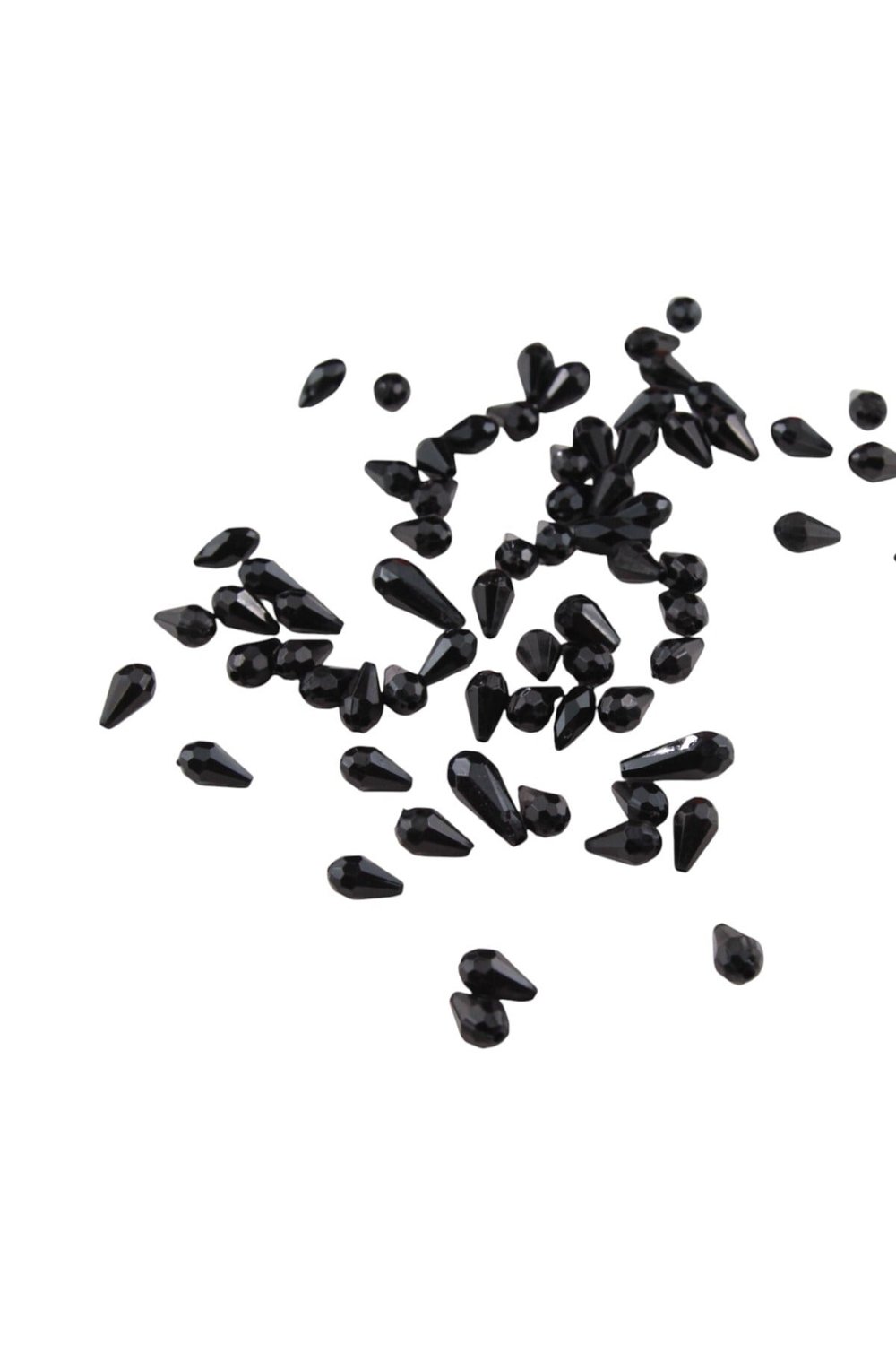 Damla Siyah İçten Delikli 7x12 mm Akrilik Boncuk (25 Gr 90 Adet)