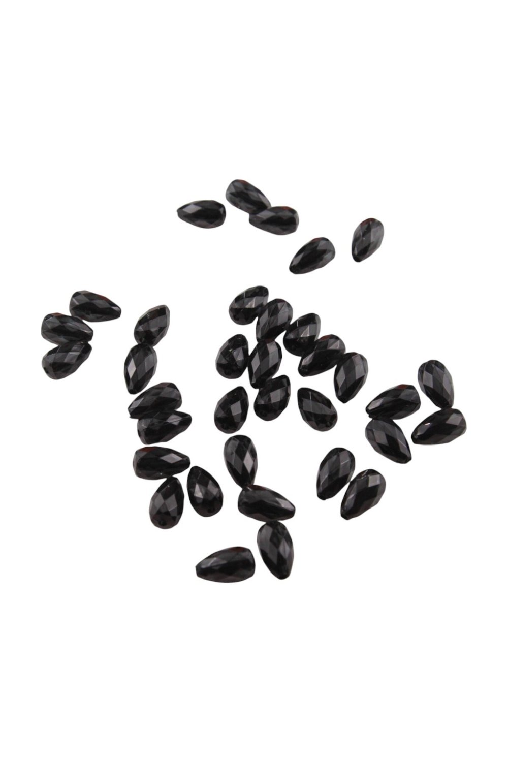 Damla Siyah İçten Delikli 7x14 mm Akrilik Boncuk (25 Gr 70 Adet)