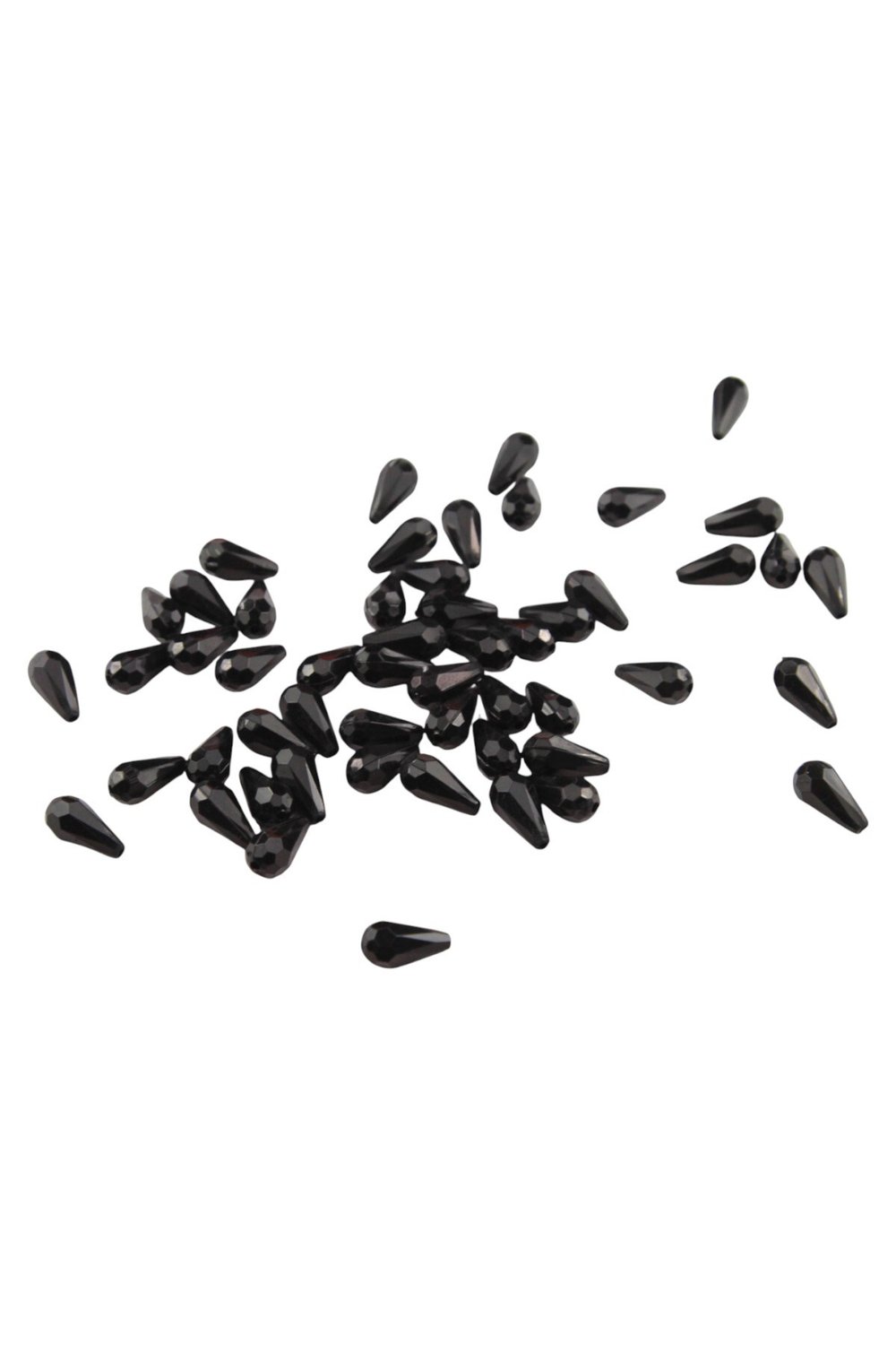 Damla Siyah İçten Delikli 8x13 mm Akrilik Boncuk (25 Gr 60 Adet)