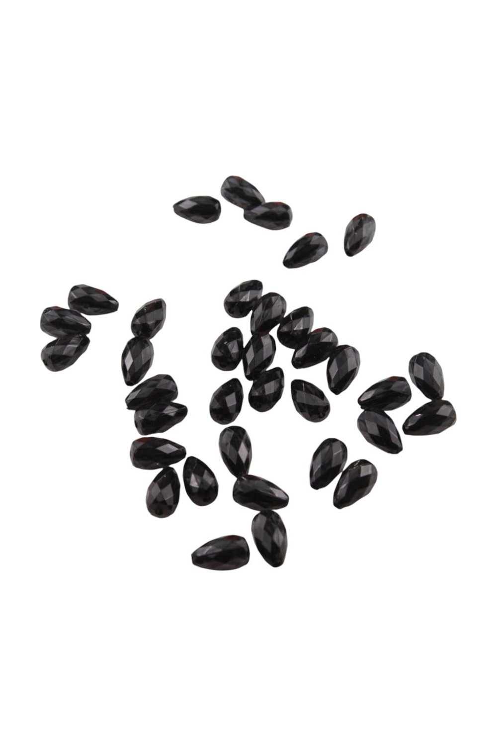 Damla Siyah İçten Delikli 8x14 mm Akrilik Boncuk (25 Gr 40 Adet)