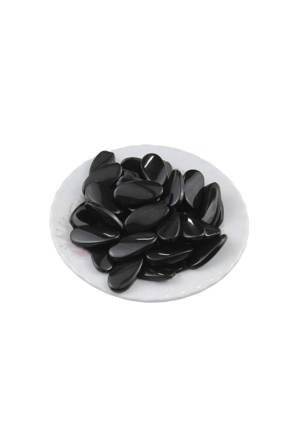 Eğri Oval Desen Siyah 14x28 mm İçten Delikli Boncuk Aksesuar (10 Adet)