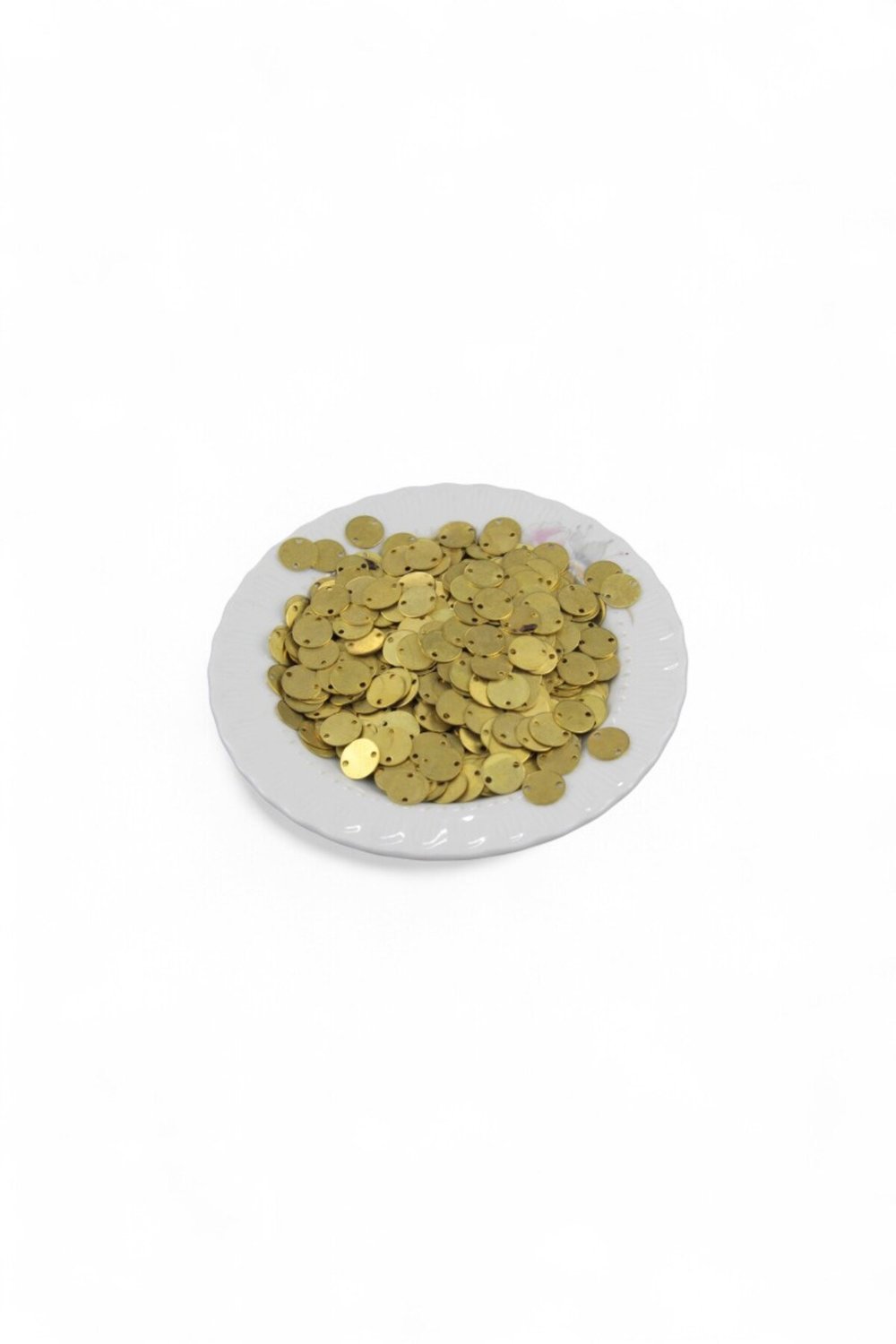 Gold 10 mm Çift Delikli Pirinç Pul Payet (30 Gr 95 Adet)