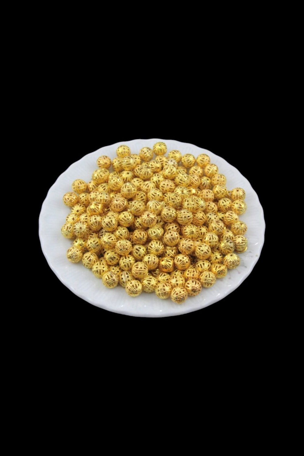 Gold Rengi 8 mm Yuvarlak Takı Boncuk Aparatı (30 Gr 90 Adet)