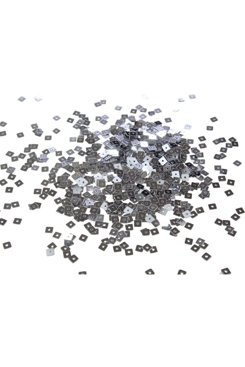 Gümüş 5x5 mm Kare Ortadan Delikli Pul Payet 30 Gr (Tülbent, Oya, Havlu Malzemesi)