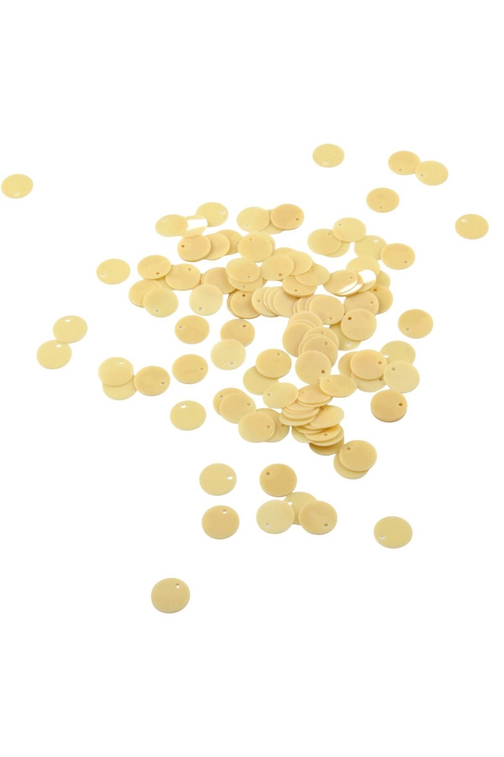 Güzel Bej 10 mm Yandan Delikli Plastik Pul Payet 30 Gr (Tülbent, Oya, Havlu Malzemesi)