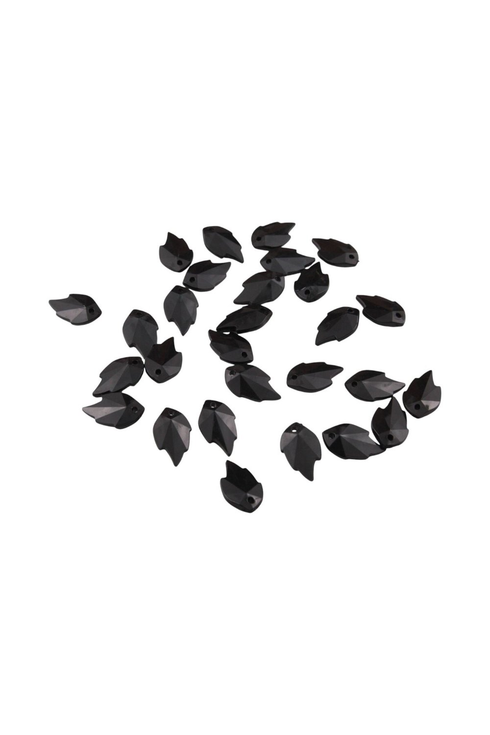 Siyah Yandan Delikli Yaprak Desen 13x23 mm Boncuk Aksesuar (10 Adet)