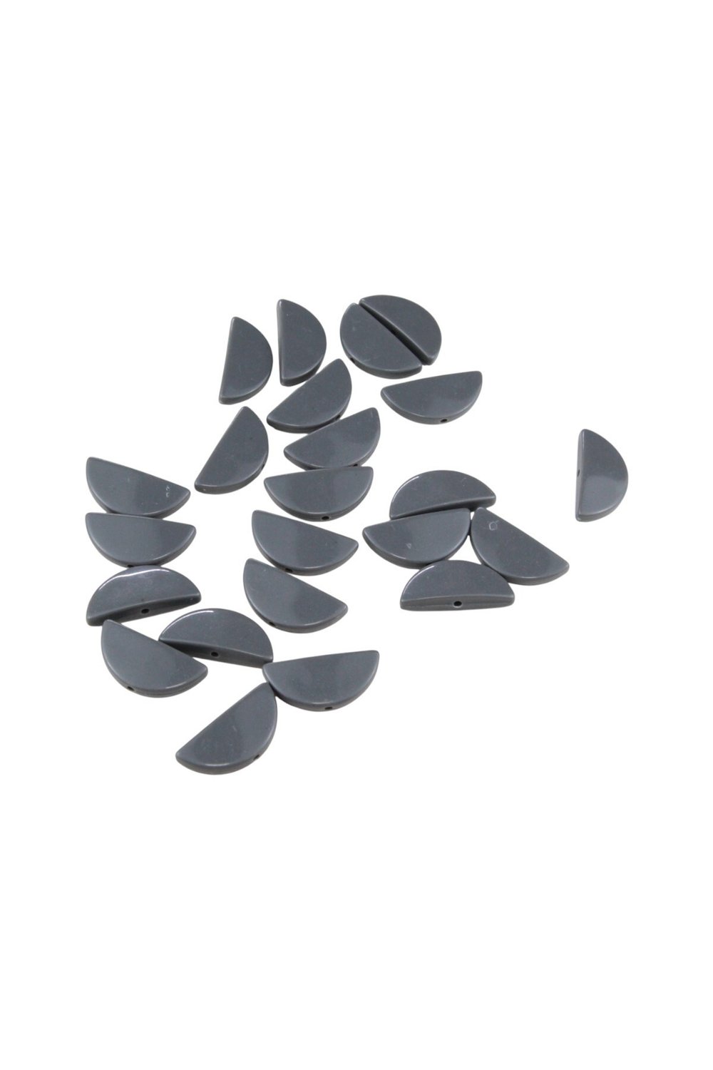 Yarım Ay Desenli 13x30 mm Ortadan İçten Delikli Gri Renk (10 Adet)