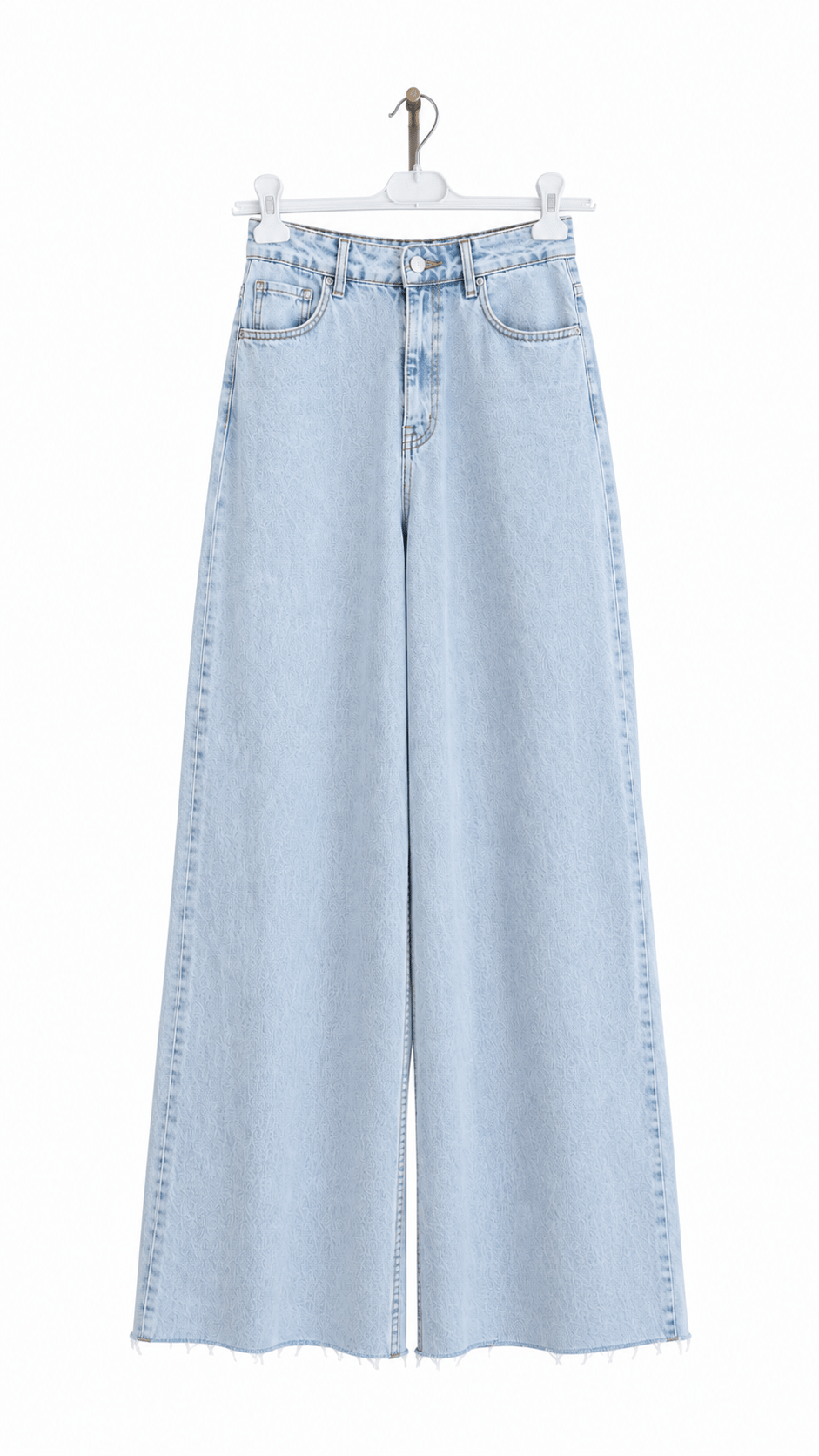 Yüksek bel likrasız açık mavi jean pantolon