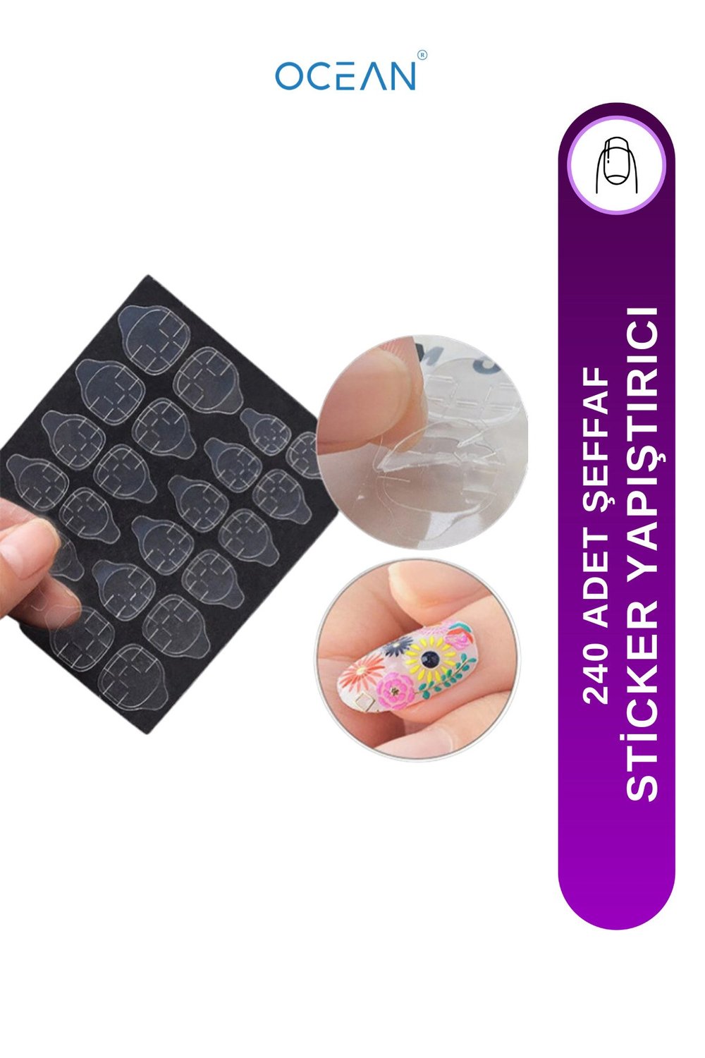 Tırnak Yapıştırıcısı Sticker Şeffaf 240 Adet