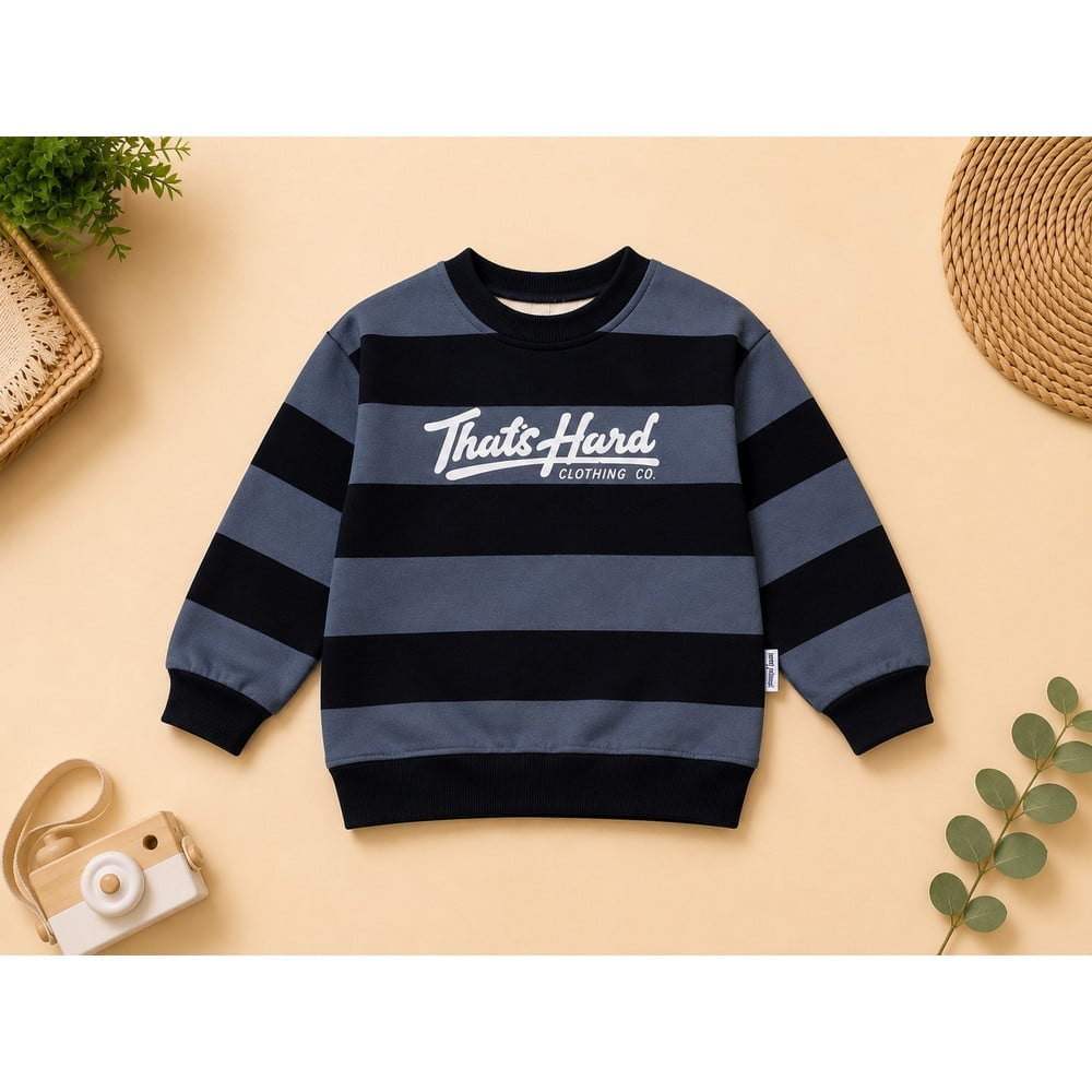 Erkek Çocuk Çizgili Sweatshirt ve Kot Pantolon İkili Takım