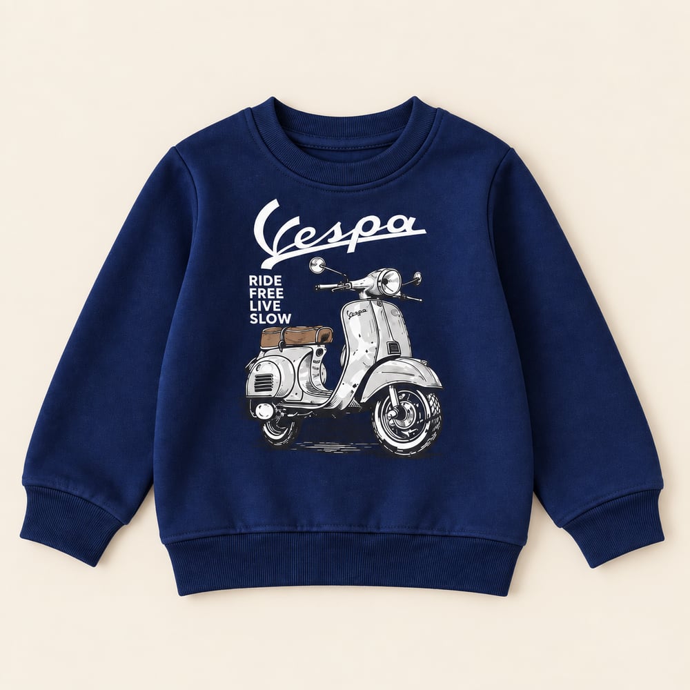 Erkek Çocuk Klasik Vespa Ride Free Live Slow Baskılı Çizgili İkili Takım