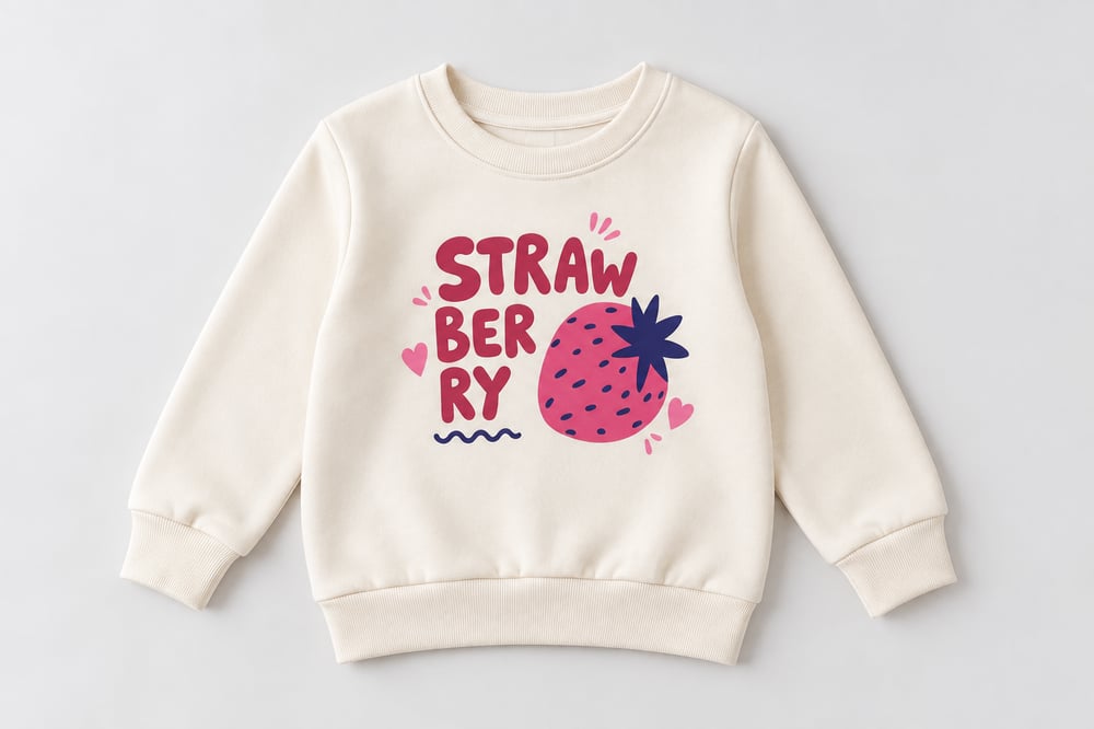Kız Çocuk Çilek STRAWBERRY Baskılı Çizgili Geniş Paça İkili Takım