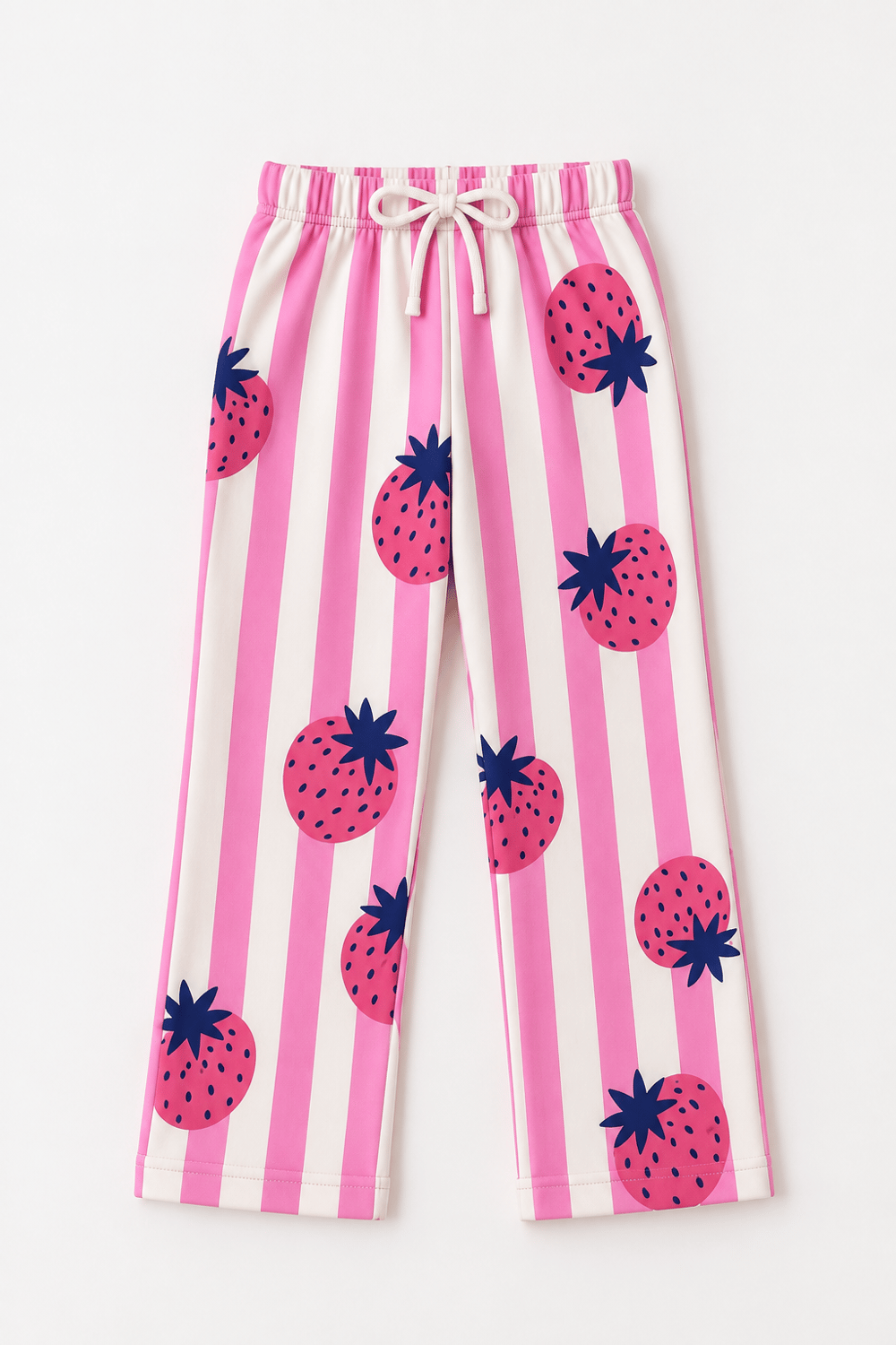 Kız Çocuk Çilek STRAWBERRY Baskılı Çizgili Geniş Paça İkili Takım