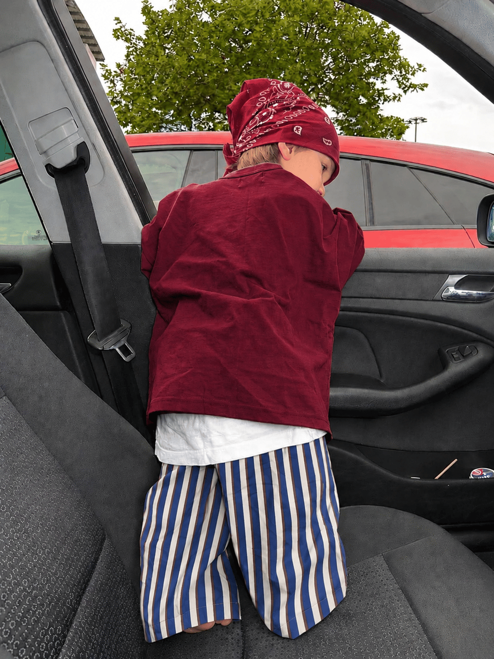 Çizgili Gabardin Baggy pantolon