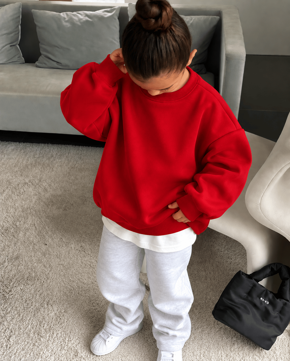 Kırmızı oversize basic sweatshirt 