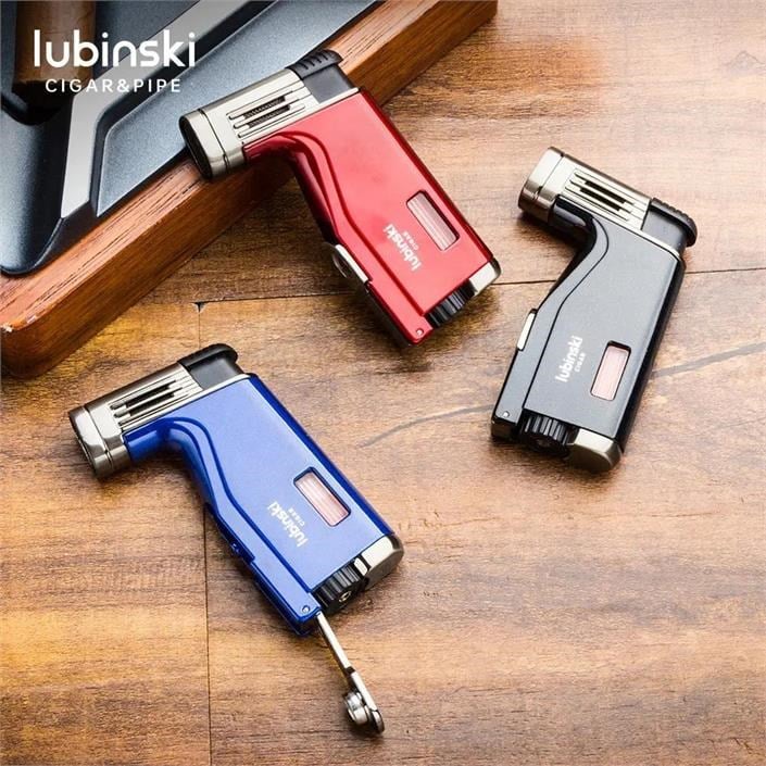 Lubinski Cigar Delicili Çift Torch Puro Çakmağı Mavi
