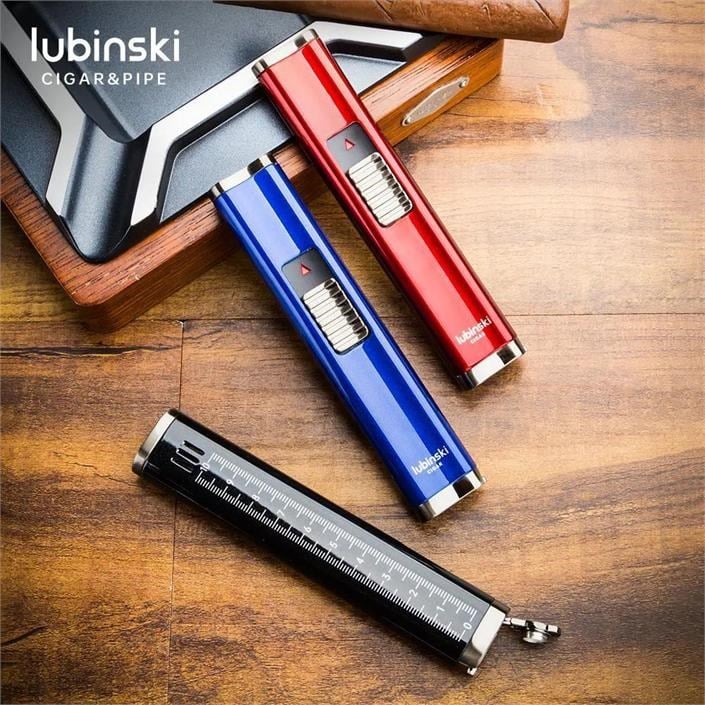 Lubinski Cigar Slim Cetvelli Ve Sehpalı Çift Torch Puro Çakmağı Mavi