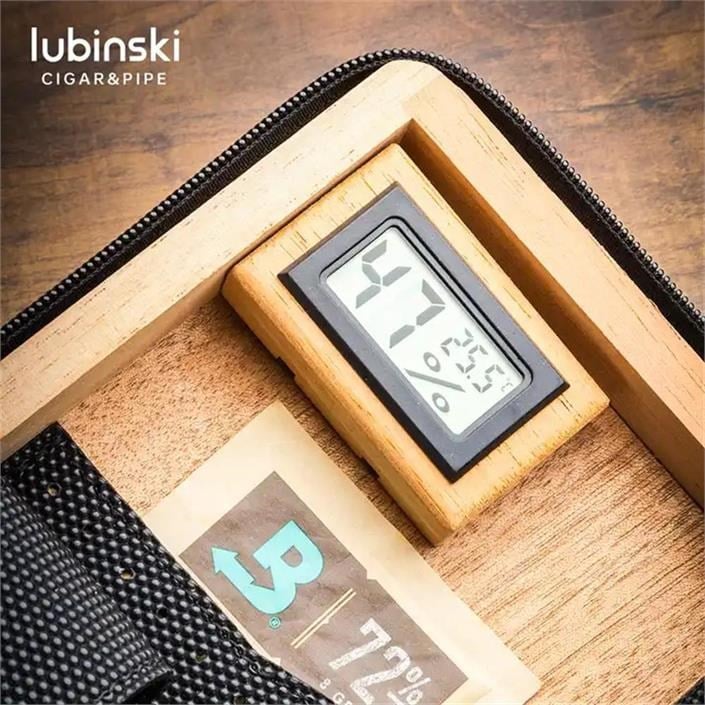Lubinski Deri-Silikon Seyahat Puro Çantası Humidor Siyah/Lacivert