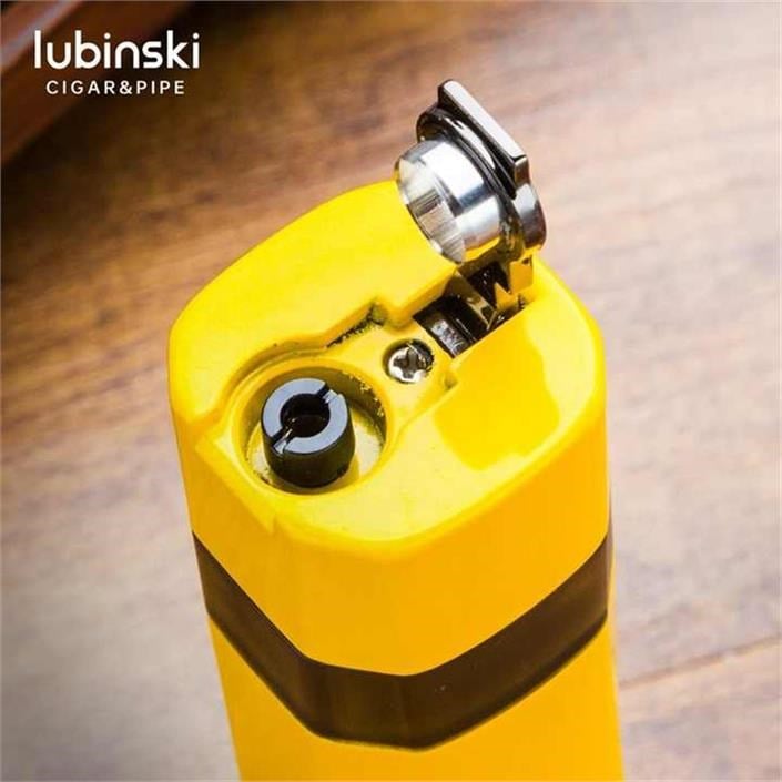 Lubinski Lion Sehpalı Delicili Tek Torch Puro Çakmağı Sarı