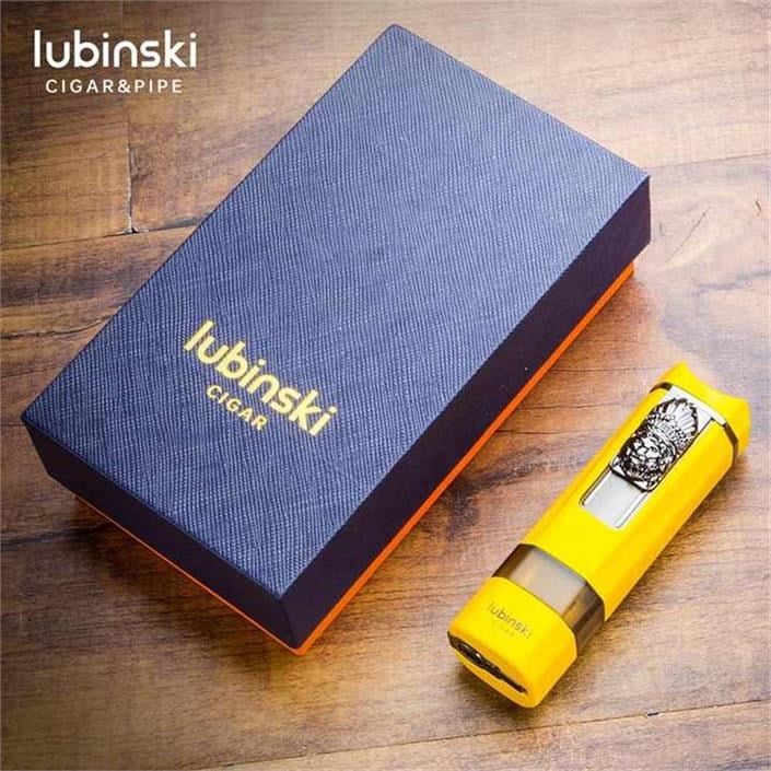 Lubinski Lion Sehpalı Delicili Tek Torch Puro Çakmağı Sarı