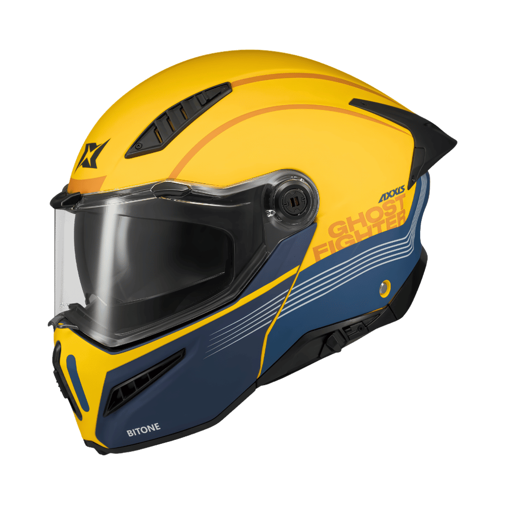 Axxis Ghostfighter Bitone C13 Matı Sarı Çene Açılır Motosiklet Kaskı