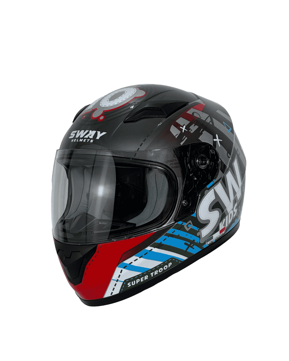 Sway FS-185K Alien Çocuk Kaskı - Titanyum / Kırmızı