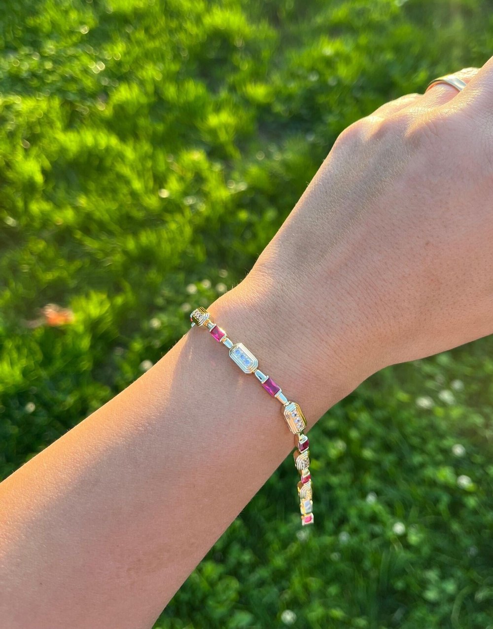 14K Mürdüm ve Parıltı Taşlı Bileklik