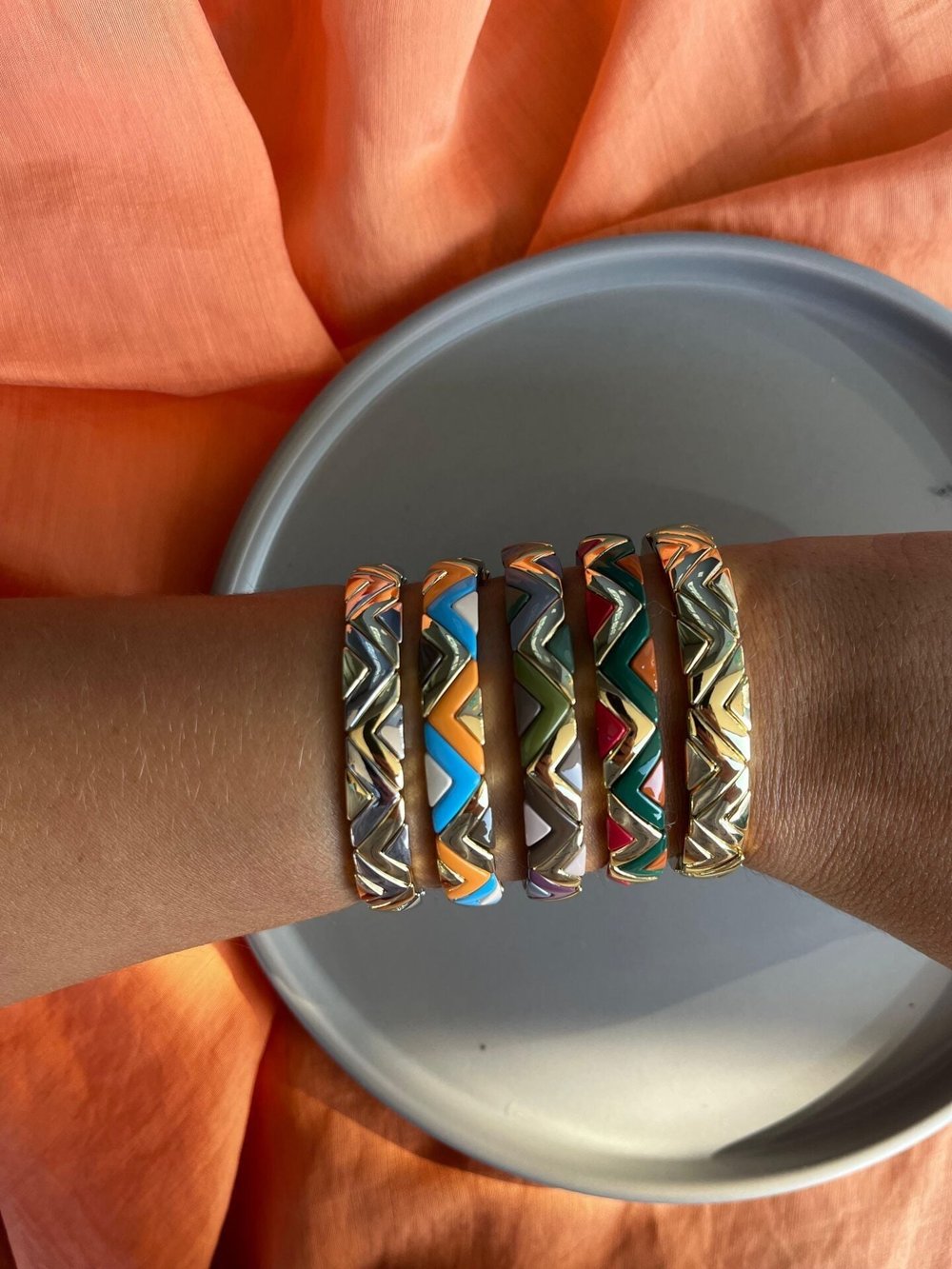 Porselen Kaplama Üç Renkli Bileklik