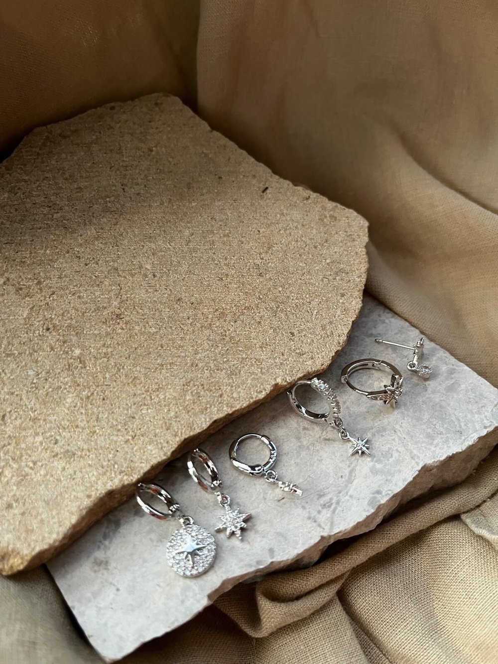 YSX Jewelry Gümüş Renkli Altılı Küpe Seti