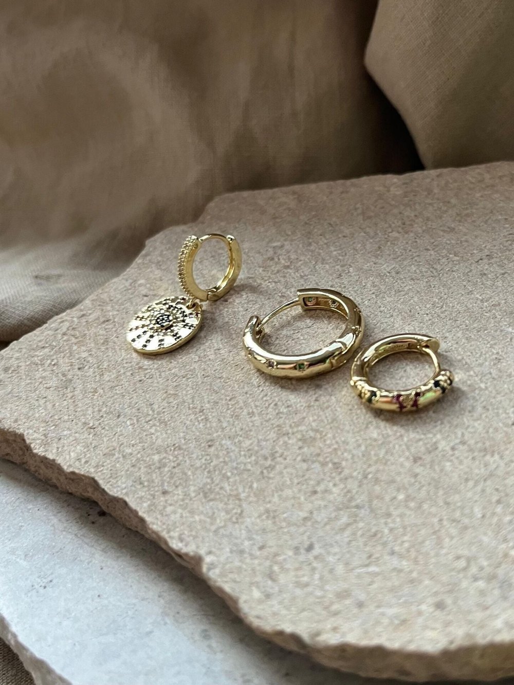 YSX Jewelry Renkli Taşlı Üçlü Küpe Seti