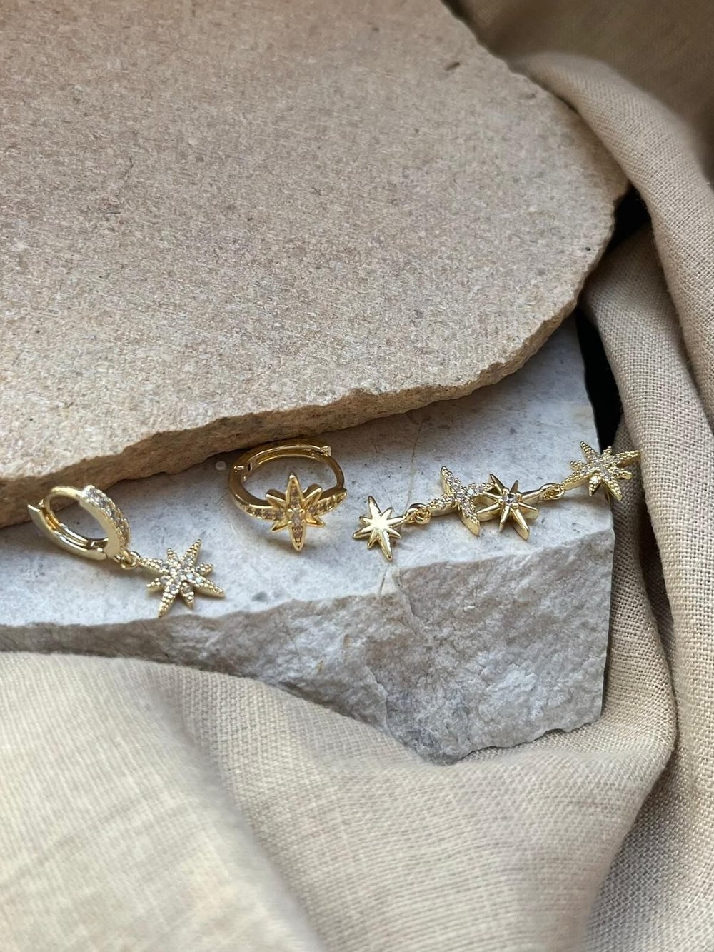 YSX Jewelry Yıldızlı Üçlü Küpe Seti