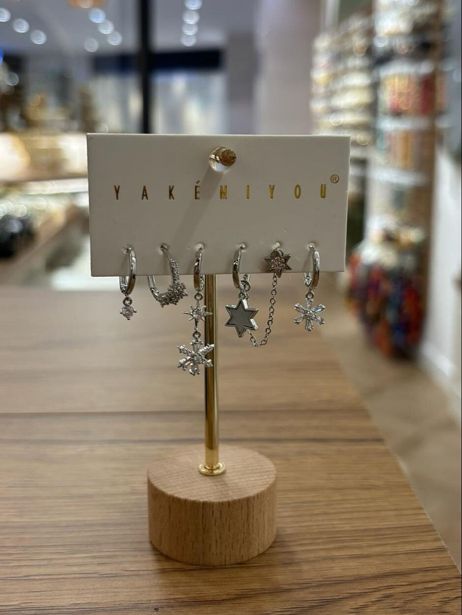 Yakemiyou Silver Kar Tanesi Altılı Küpe