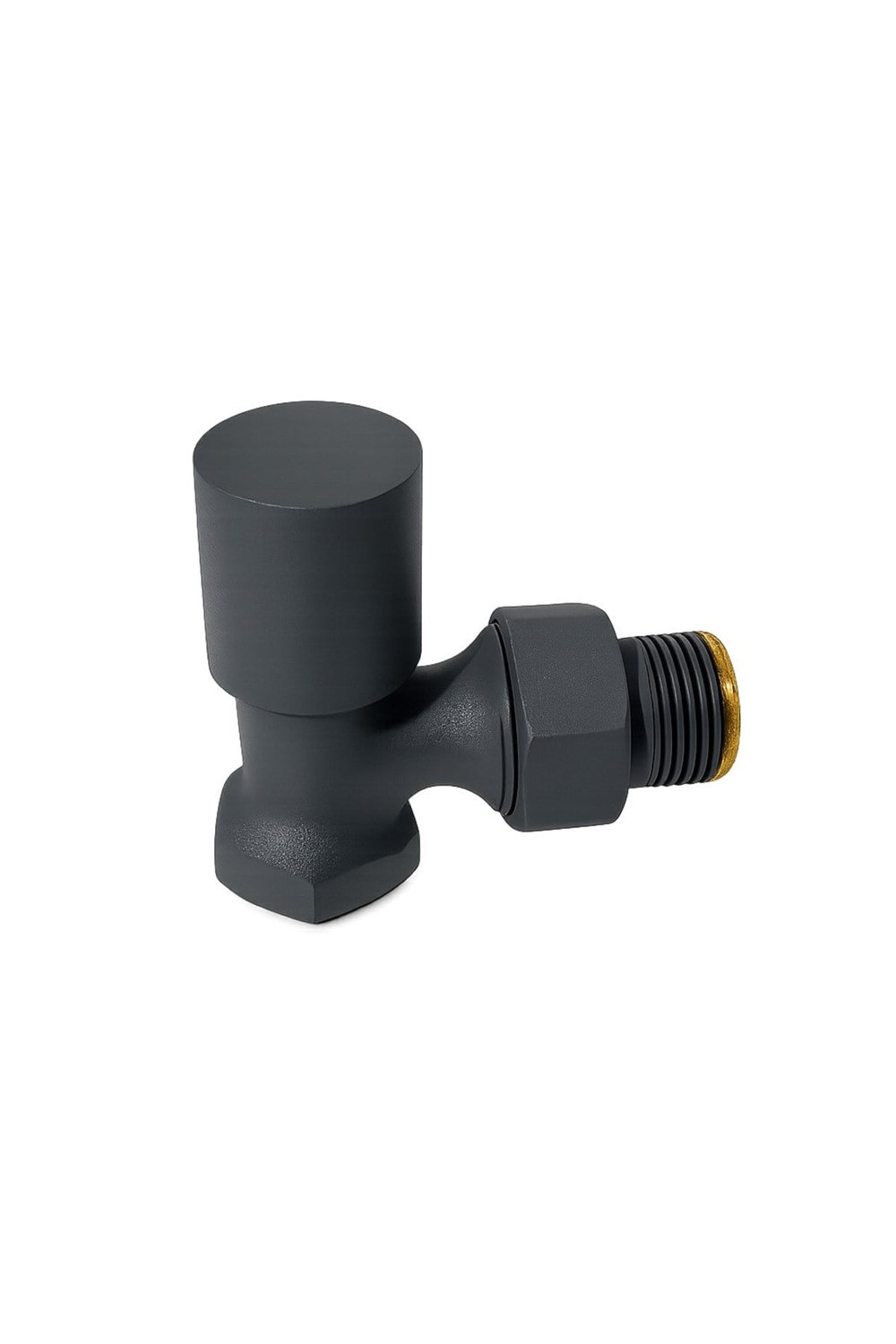 Radyatör Havlupan Vanası Köşe Tip 1/2'' Antrasit Ral 7016 ( Metal Volan )