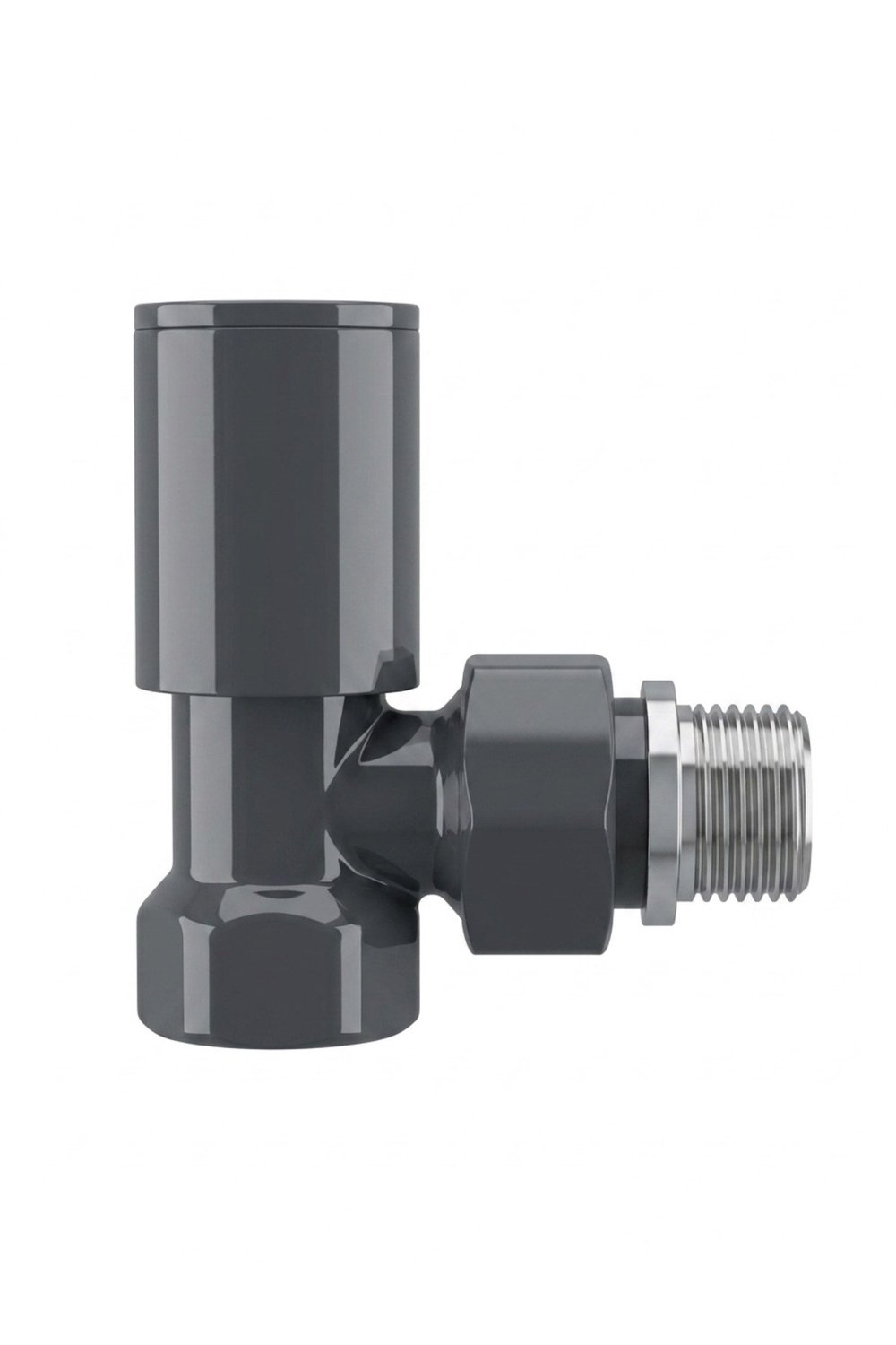 Radyatör Havlupan Vanası Köşe Tip 1/2'' Antrasit ( Ral 7016 ) Parlak ( Metal Volan )