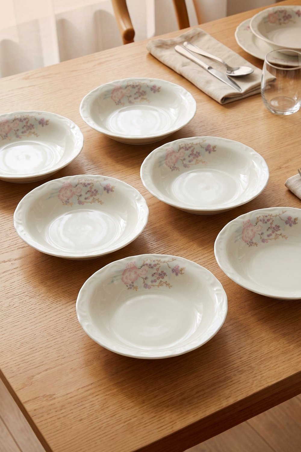 Porland Porselen Glorya 20 cm Çukur Yemek Tabağı 6 Adet