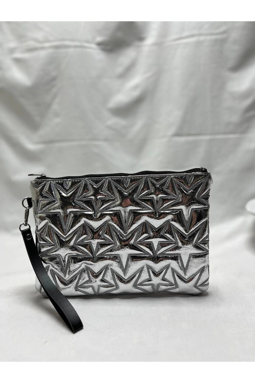 Gümüş renkli clutch kadın el çantası