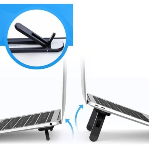 2 Kademeli Katlanabilir ve Yapışkanlı Laptop Standı Siyah CM-438