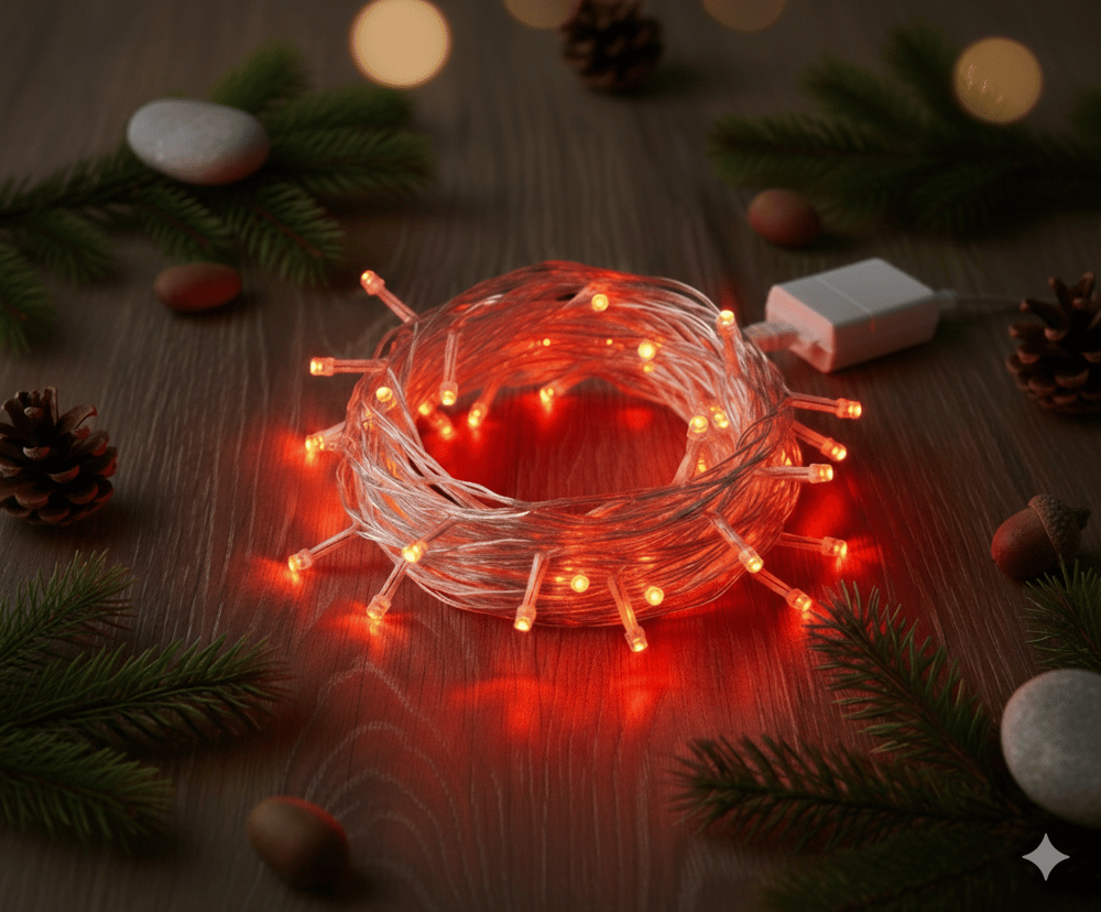 Damla Uçlu Kırmızı Dekoratif Işık 10 Metre 100 LED