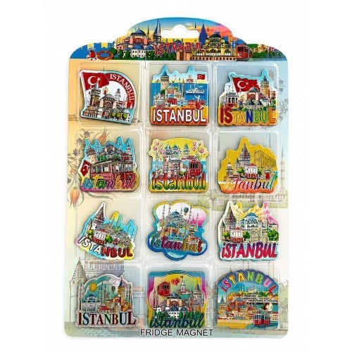 İstanbul Temalı Silikon Buzdolapı Süsü Magnet 12'Li Set