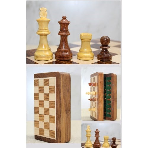 Mıknatıs Taşlı Ahşap Katlanabilir Kutulu Satranç Seti 12.5 cm