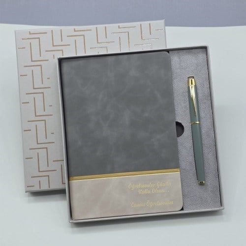 Öğretmenler Gününe Özel Deri Defter Ve Kalem Set