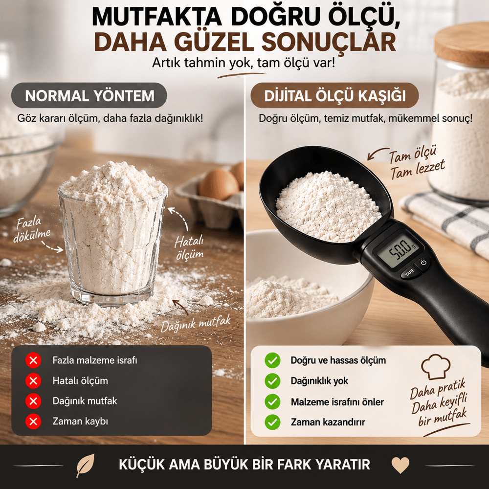 Dijital Ölçü Kaşığı Hassas Mutfak Tartısı Tare Fonksiyonlu Gr Oz Ml Cup Ölçüm CR2032 Pil 800 g