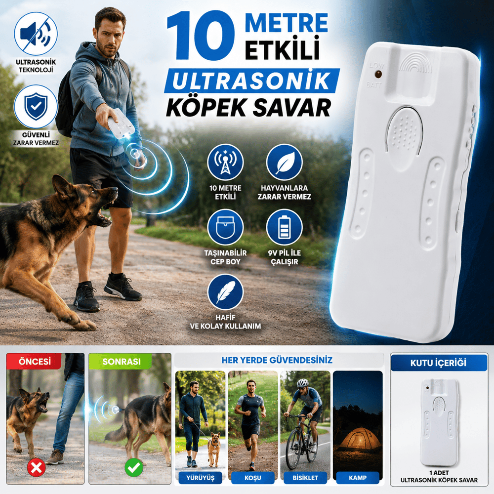 Ultrasonik Köpek Kedi Savar Kişisel Kontrol Aksesuarı 10m Etkili