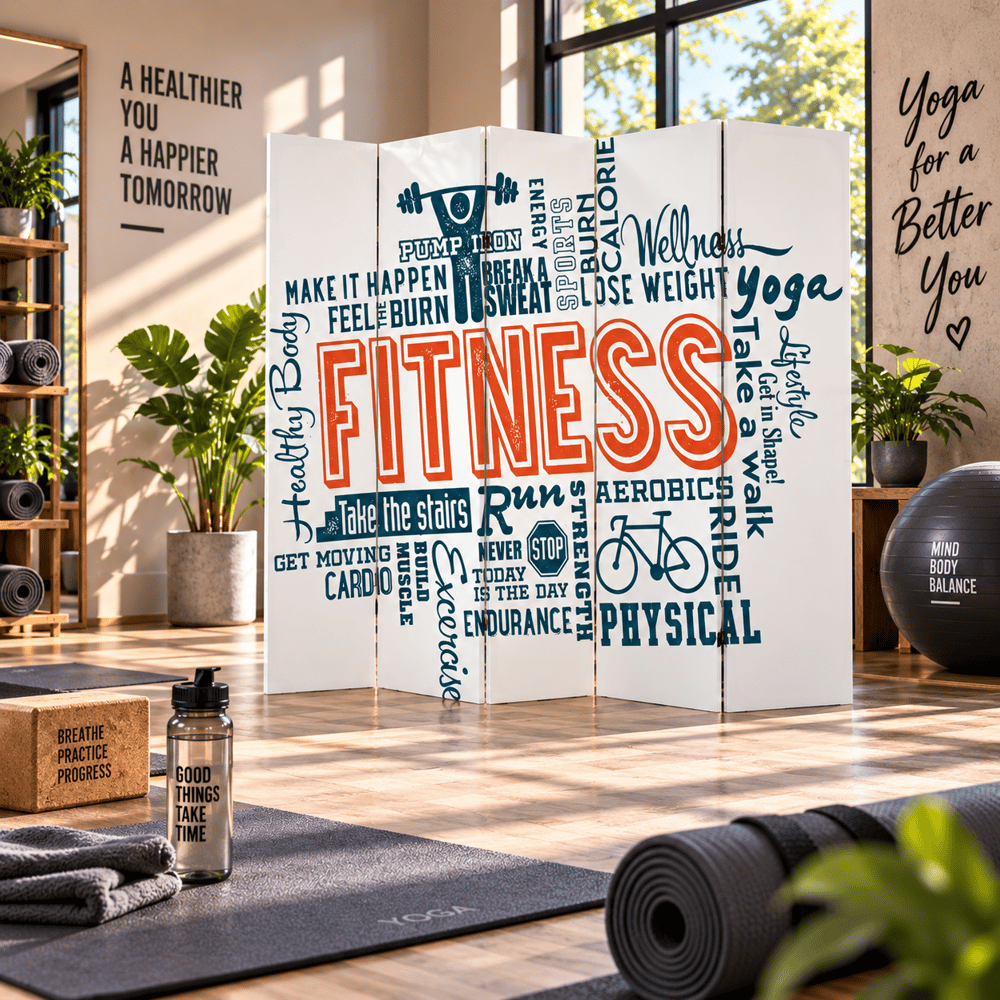 Fitness Motivasyon Yazılı Dekoratif Paravan