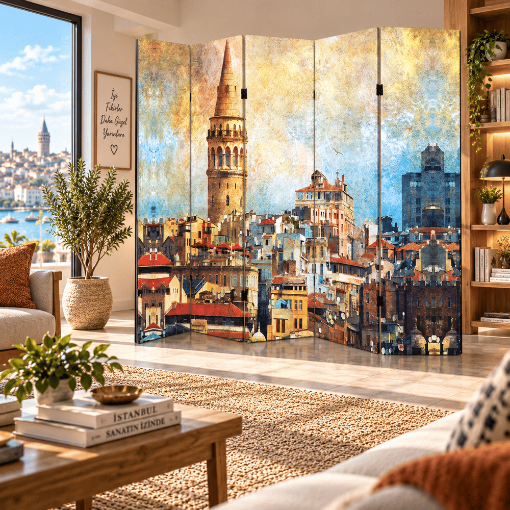 İstanbul Galata Kulesi Temalı Dekoratif Paravan