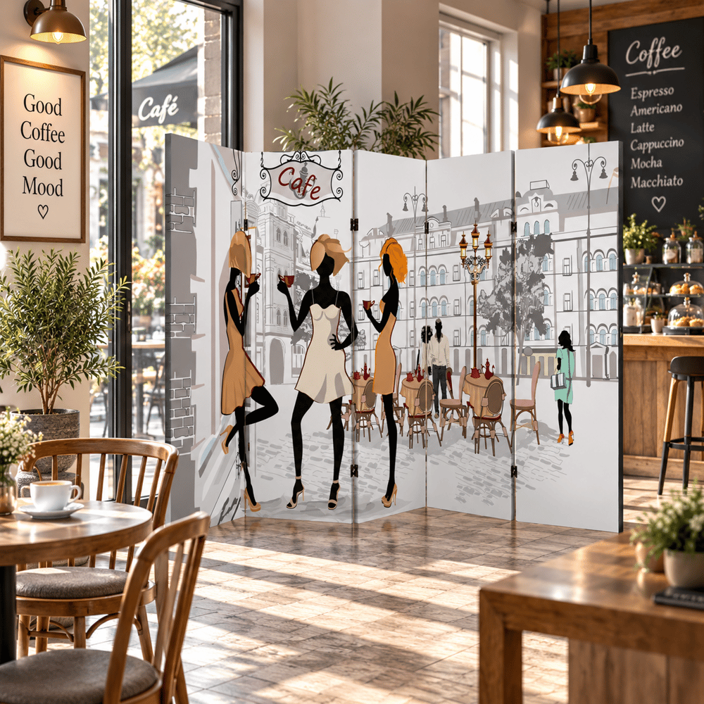 Paris Cafe Temalı Dekoratif Paravan