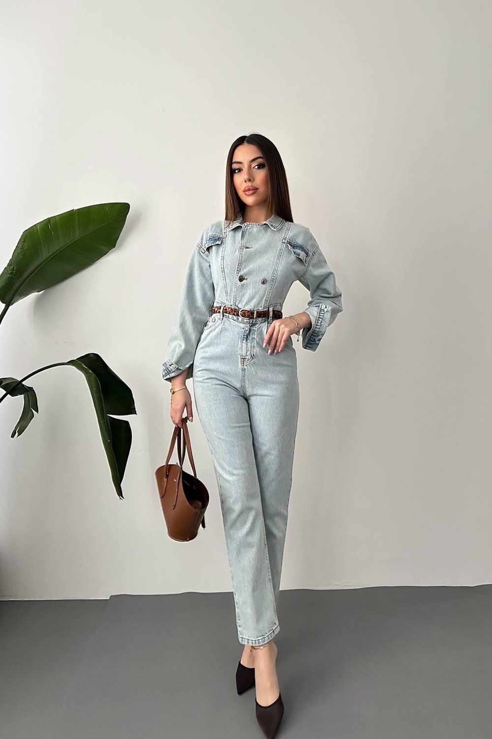 Kar Yıkama Blue Denim Tulum