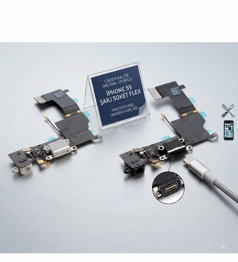 Apple iPhone 5s Uyumlu Filmli Şarj Soketi beyaz